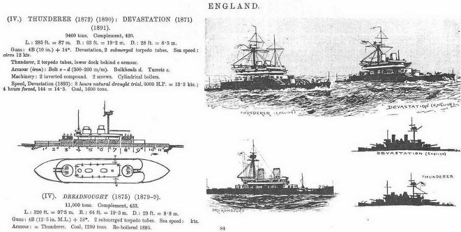 Брустверно-башенные броненосцы Глаттон, Девастейшен, Тандерер и Дредноут. 1868-1908 гг. - _14.jpg