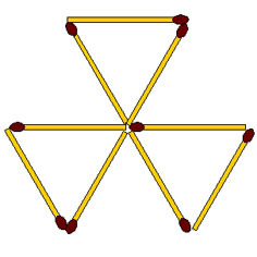 Ответы internat-mednogorsk.ru: Как сложить из 6 спичек 3 равносторонних треугольника?Не ломая спичек?