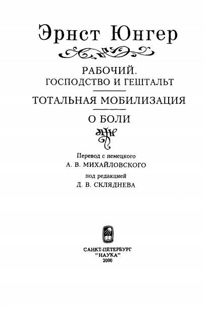 Рабочий. Господство и гештальт; Тотальная мобилизация; О боли - i_002.jpg