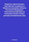 Развитие стратегического партнерства государства и бизнеса в экономике субъекта Российской Федерации. Аннотация диссертации на соискание ученой степени доктора экономических наук